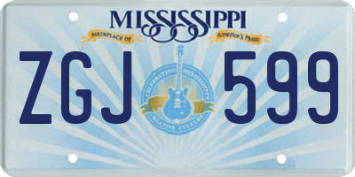 MS license plate ZGJ599