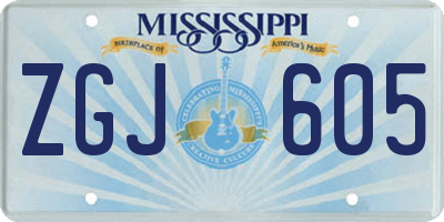 MS license plate ZGJ605