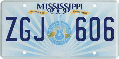 MS license plate ZGJ606