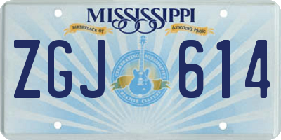 MS license plate ZGJ614