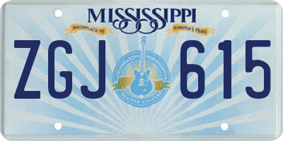 MS license plate ZGJ615