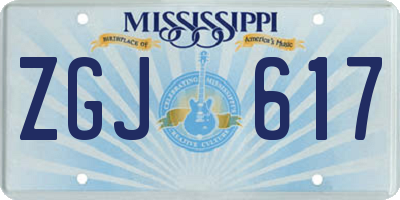 MS license plate ZGJ617