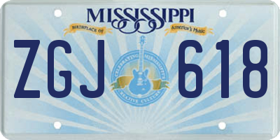 MS license plate ZGJ618