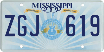 MS license plate ZGJ619