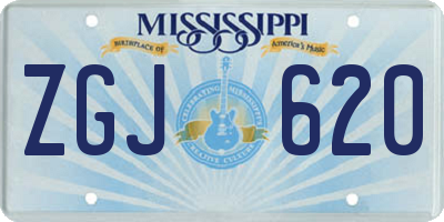 MS license plate ZGJ620