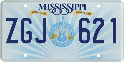 MS license plate ZGJ621