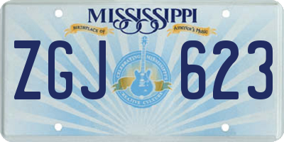 MS license plate ZGJ623