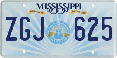 MS license plate ZGJ625