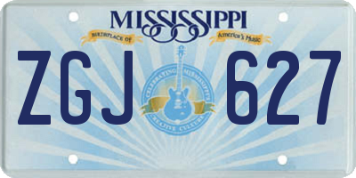 MS license plate ZGJ627