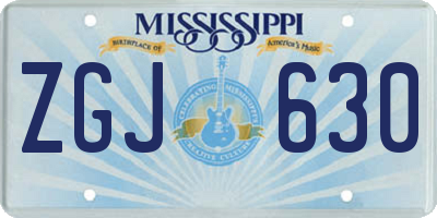 MS license plate ZGJ630