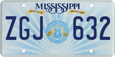 MS license plate ZGJ632
