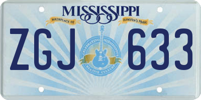 MS license plate ZGJ633