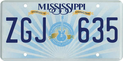 MS license plate ZGJ635