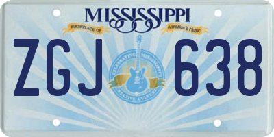 MS license plate ZGJ638