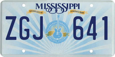 MS license plate ZGJ641