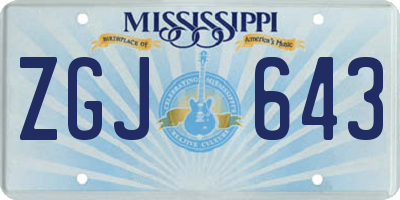 MS license plate ZGJ643