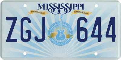 MS license plate ZGJ644