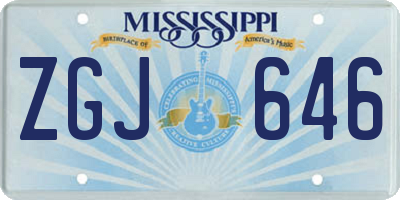 MS license plate ZGJ646