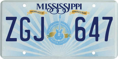 MS license plate ZGJ647