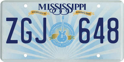 MS license plate ZGJ648