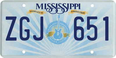 MS license plate ZGJ651