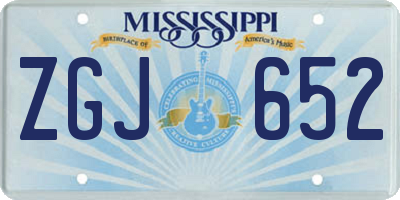 MS license plate ZGJ652