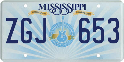 MS license plate ZGJ653