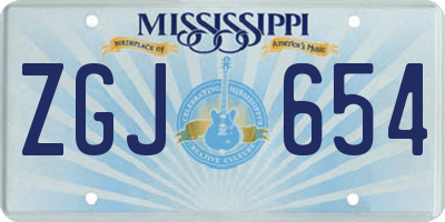 MS license plate ZGJ654