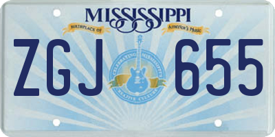 MS license plate ZGJ655