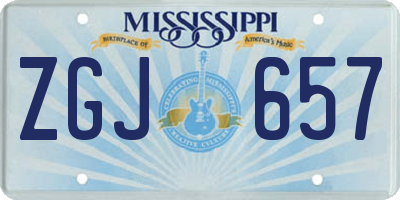 MS license plate ZGJ657