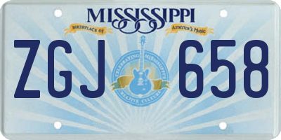 MS license plate ZGJ658
