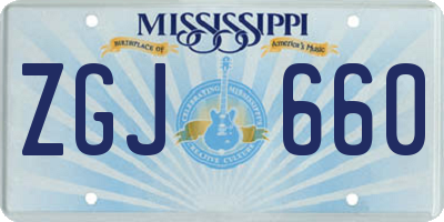 MS license plate ZGJ660