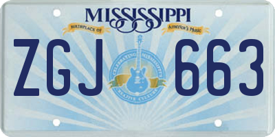 MS license plate ZGJ663