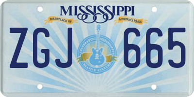 MS license plate ZGJ665