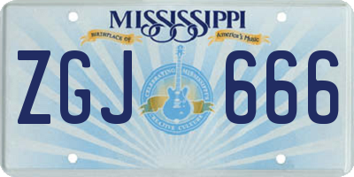 MS license plate ZGJ666