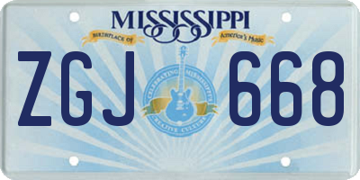 MS license plate ZGJ668