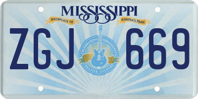 MS license plate ZGJ669