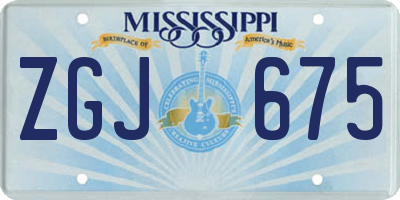 MS license plate ZGJ675
