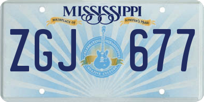 MS license plate ZGJ677