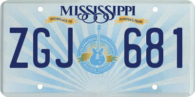 MS license plate ZGJ681