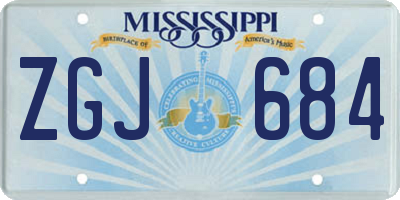 MS license plate ZGJ684