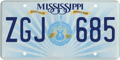 MS license plate ZGJ685