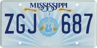 MS license plate ZGJ687
