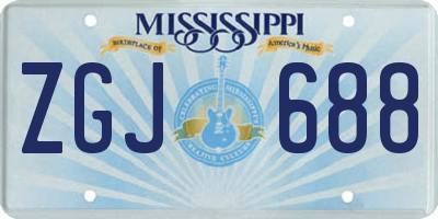 MS license plate ZGJ688