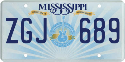 MS license plate ZGJ689