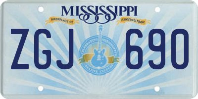 MS license plate ZGJ690