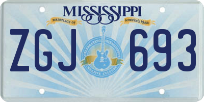 MS license plate ZGJ693