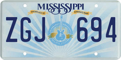 MS license plate ZGJ694