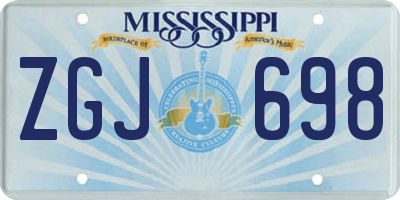 MS license plate ZGJ698