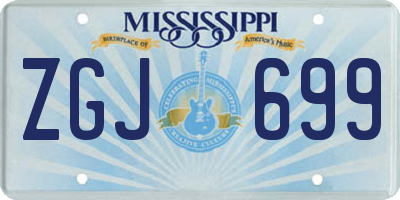 MS license plate ZGJ699